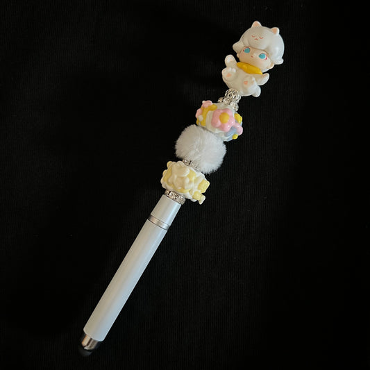 Hand-Painted Beaded Dimoo Pen w/ Stylus Cap