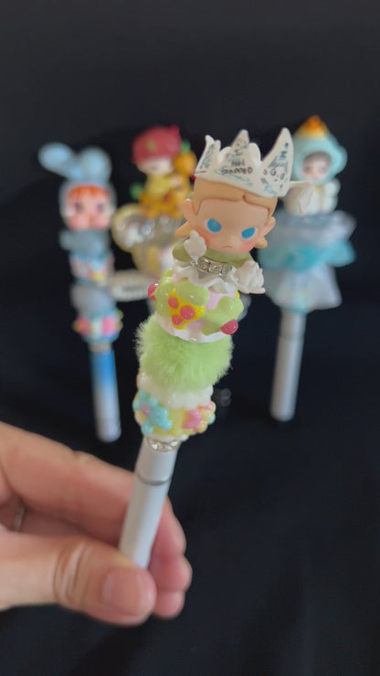 Hand-Painted Beaded Crybaby Black Ball Pen w/Stylus Cap
